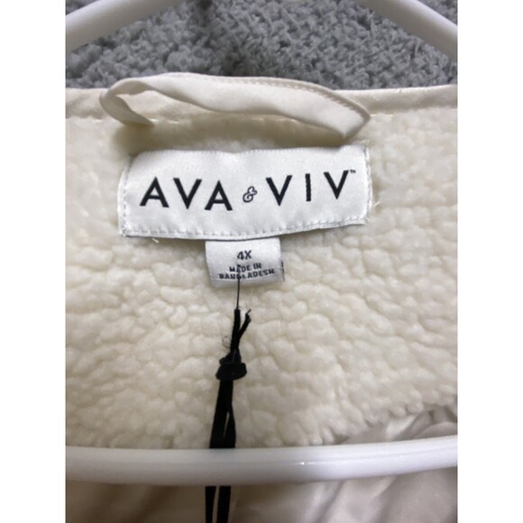 Ava & Viv Womens 4X Cream Sherpa Fleece Coat Snap Buttons Lined - Picture 5 of 11